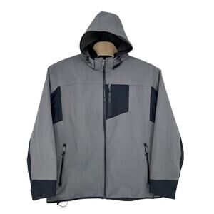 Duluth Trading Jacket Men 3XL Tall Grey Hills Windfront Hooded Fleece Lined Gorp